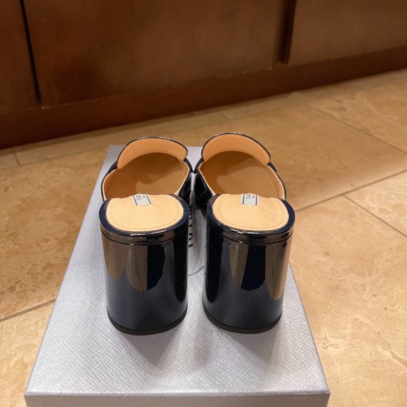 Prada Triangle Plate Patent Leather Mule - Picture 3 of 4